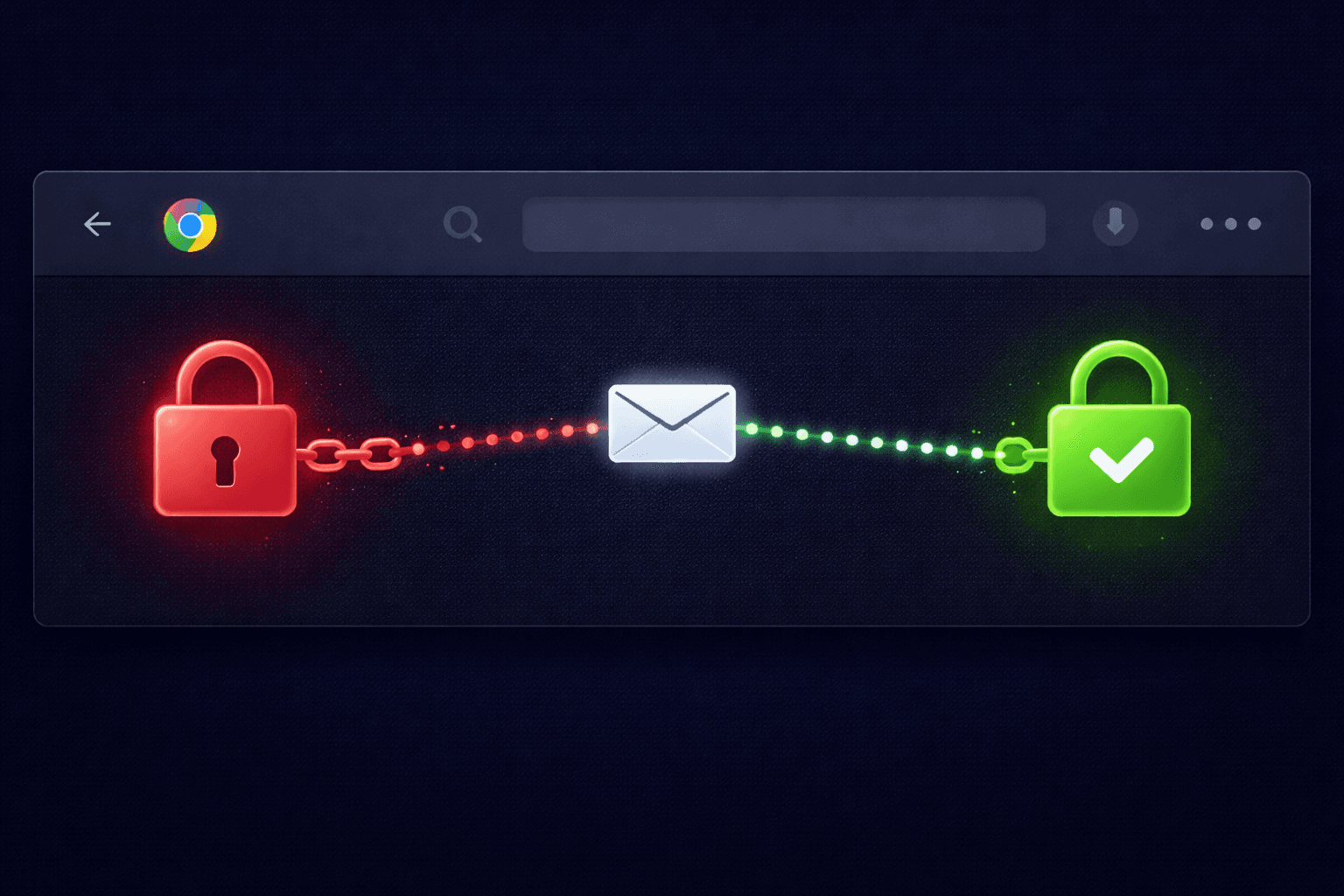 Red padlock and green padlock showing encrypted vs unencrypted email transmission